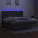 vidaXL sötétszürke szövet rugós és LED-es ágy matraccal 200x200 cm
