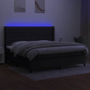 vidaXL fekete szövet rugós és LED-es ágy matraccal 200x200 cm