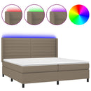 vidaXL tópszínű szövet rugós és LED-es ágy matraccal 200 x 200 cm
