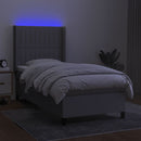 vidaXL világosszürke szövet rugós és LED-es ágy matraccal 90x190 cm