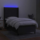 vidaXL fekete szövet rugós és LED-es ágy matraccal 90x190 cm
