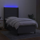 vidaXL sötétszürke szövet rugós és LED-es ágy matraccal 90x200 cm
