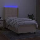 vidaXL krémszínű szövet rugós és LED-es ágy matraccal 90x200 cm