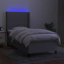 vidaXL világosszürke szövet rugós és LED-es ágy matraccal 100x200 cm