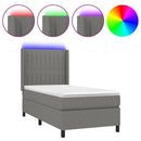 vidaXL sötétszürke szövet rugós és LED-es ágy matraccal 100x200 cm