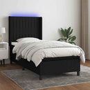 vidaXL fekete szövet rugós és LED-es ágy matraccal 100x200 cm
