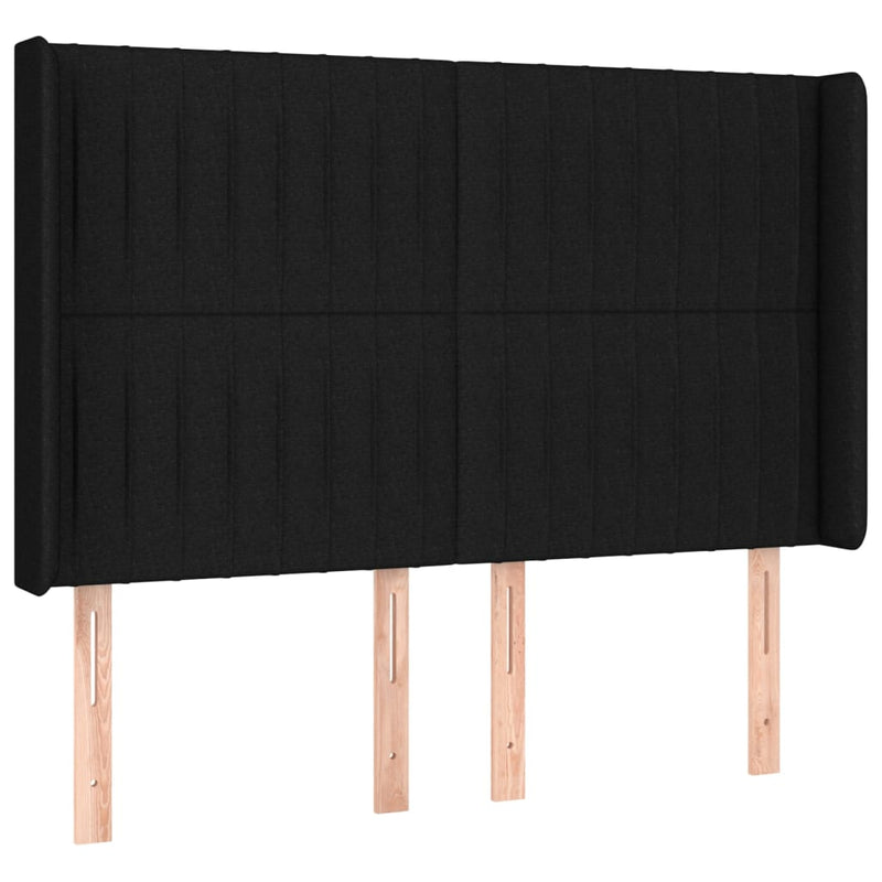 vidaXL fekete szövet rugós és LED-es ágy matraccal 140x190 cm