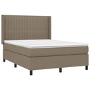 vidaXL tópszínű szövet rugós és LED-es ágy matraccal 140x190cm