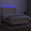 vidaXL krémszínű szövet rugós és LED-es ágy matraccal 140x190cm