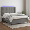 vidaXL sötétszürke szövet rugós és LED-es ágy matraccal 140x200 cm
