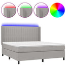 vidaXL világosszürke szövet rugós és LED-es ágy matraccal 160x200 cm