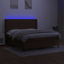 vidaXL barna szövet rugós és LED-es ágy matraccal 160x200 cm