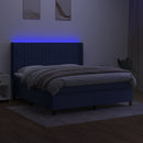 vidaXL kék szövet rugós és LED-es ágy matraccal 160x200 cm