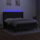 vidaXL fekete szövet rugós és LED-es ágy matraccal 180 x 200 cm