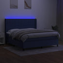 vidaXL kék szövet rugós és LED-es ágy matraccal 180 x 200 cm