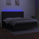 vidaXL fekete szövet rugós és LED-es ágy matraccal 200x200 cm
