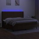 vidaXL barna szövet rugós és LED-es ágy matraccal 200x200 cm