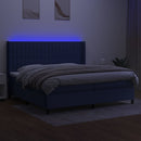 vidaXL kék szövet rugós és LED-es ágy matraccal 200 x 200 cm