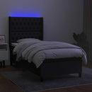 vidaXL fekete szövet rugós és LED-es ágy matraccal 80 x 200 cm