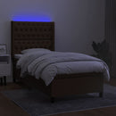 vidaXL barna szövet rugós és LED-es ágy matraccal 80 x 200 cm