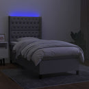 vidaXL világosszürke szövet rugós és LED-es ágy matraccal 90x190 cm