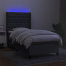 vidaXL sötétszürke szövet rugós és LED-es ágy matraccal 90x190 cm