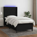 vidaXL fekete szövet rugós és LED-es ágy matraccal 90x190 cm