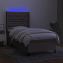 vidaXL tópszínű szövet rugós és LED-es ágy matraccal 90x190 cm