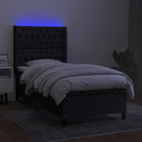 vidaXL fekete szövet rugós és LED-es ágy matraccal 90x200 cm
