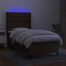 vidaXL barna szövet rugós és LED-es ágy matraccal 100x200 cm
