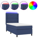 vidaXL kék szövet rugós és LED-es ágy matraccal 100x200 cm