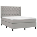 vidaXL világosszürke szövet rugós és LED-es ágy matraccal 140x190 cm