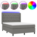 vidaXL sötétszürke szövet rugós és LED-es ágy matraccal 140x190 cm