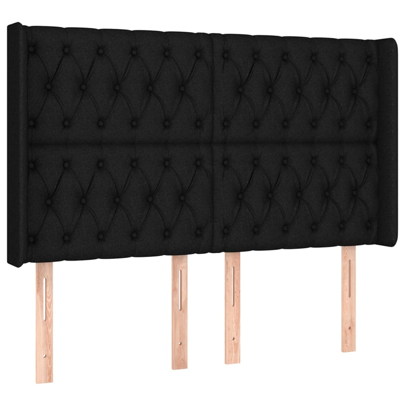 vidaXL fekete szövet rugós és LED-es ágy matraccal 140x190 cm