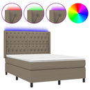 vidaXL tópszínű szövet rugós és LED-es ágy matraccal 140x190cm