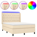 vidaXL krémszínű szövet rugós és LED-es ágy matraccal 140x190cm