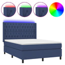 vidaXL kék szövet rugós és LED-es ágy matraccal 140x190 cm