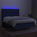 vidaXL kék szövet rugós és LED-es ágy matraccal 140x190 cm