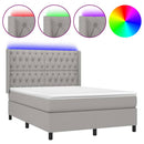vidaXL világosszürke szövet rugós és LED-es ágy matraccal 140x200 cm
