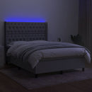 vidaXL világosszürke szövet rugós és LED-es ágy matraccal 140x200 cm