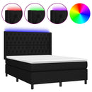 vidaXL fekete szövet rugós és LED-es ágy matraccal 140x200 cm