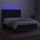 vidaXL fekete szövet rugós és LED-es ágy matraccal 140x200 cm