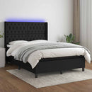 vidaXL fekete szövet rugós és LED-es ágy matraccal 140x200 cm