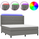 vidaXL sötétszürke szövet rugós és LED-es ágy matraccal 160x200 cm