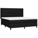 vidaXL fekete szövet rugós és LED-es ágy matraccal 160x200 cm