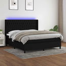 vidaXL fekete szövet rugós és LED-es ágy matraccal 160x200 cm
