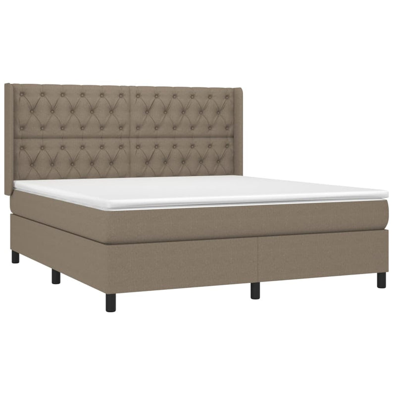 vidaXL tópszínű szövet rugós és LED-es ágy matraccal 160x200 cm