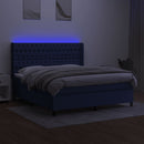 vidaXL kék szövet rugós és LED-es ágy matraccal 160x200 cm