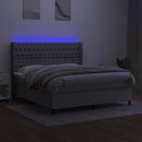 vidaXL világosszürke szövet rugós és LED-es ágy matraccal 160x200 cm