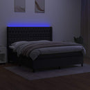 vidaXL fekete szövet rugós és LED-es ágy matraccal 180 x 200 cm